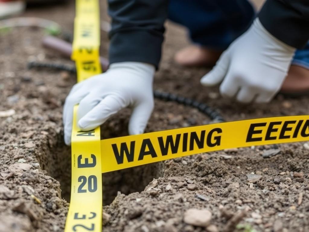 Warning tape and why it is needed when laying underground utilities.фото