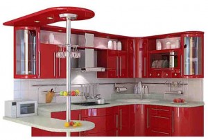 дизайн кухни красного цвета